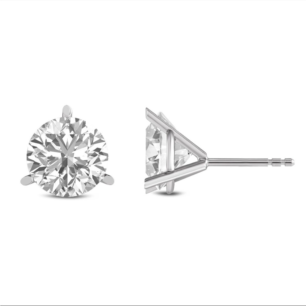 Elegant 2.18 certified E VVS  lab diamond 14k white gold round studs